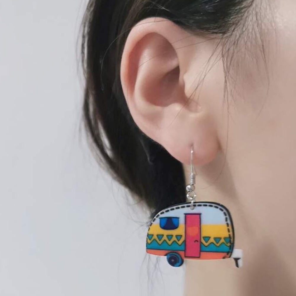 Camper Trailer Tow-Behind Design Drop Earrings